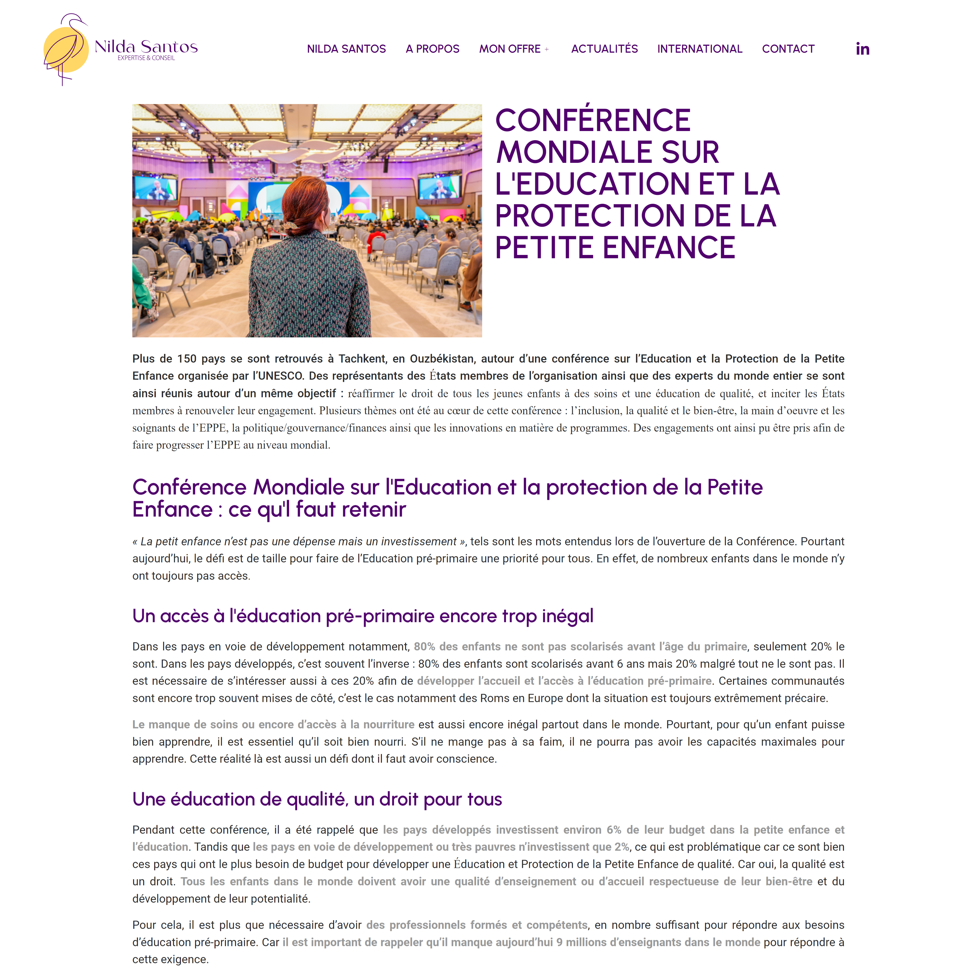 Conférence mondiale sur l'éducation et la protection de la Petite Enfance